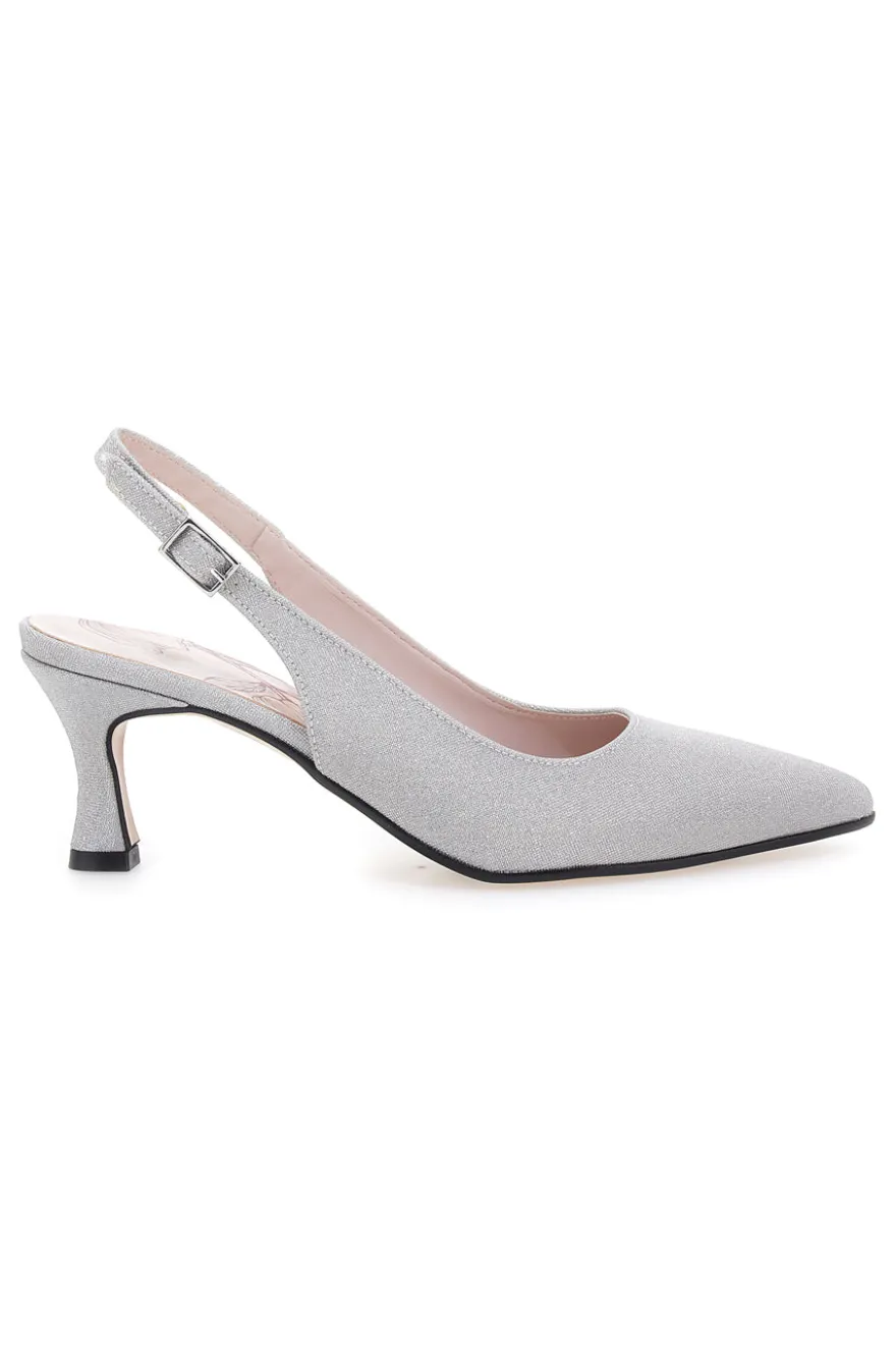 Pittarello Romantic 54366 silberne Glitzer-Slingback-Pumps