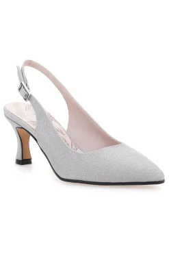 Pittarello Romantic 54366 silberne Glitzer-Slingback-Pumps