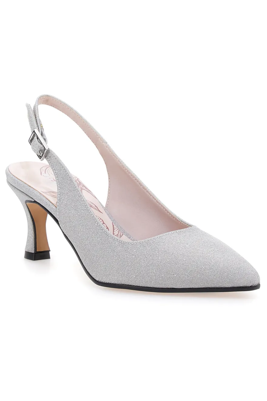Pittarello Romantic 54366 silberne Glitzer-Slingback-Pumps