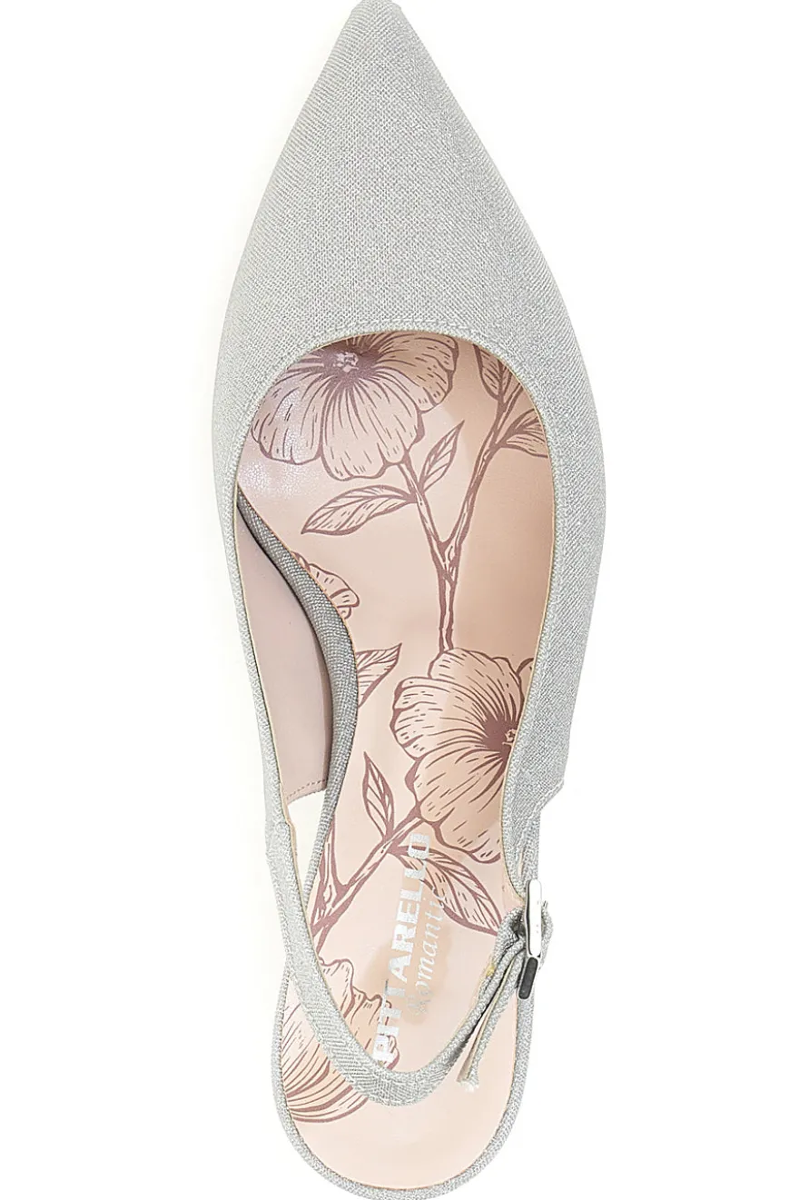 Pittarello Romantic 54366 silberne Glitzer-Slingback-Pumps