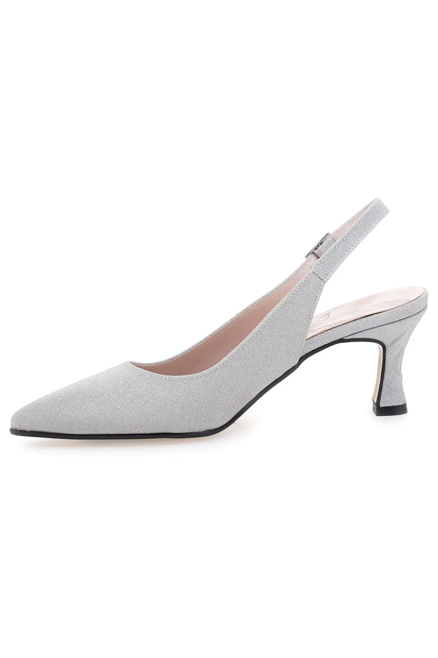Pittarello Romantic 54366 silberne Glitzer-Slingback-Pumps