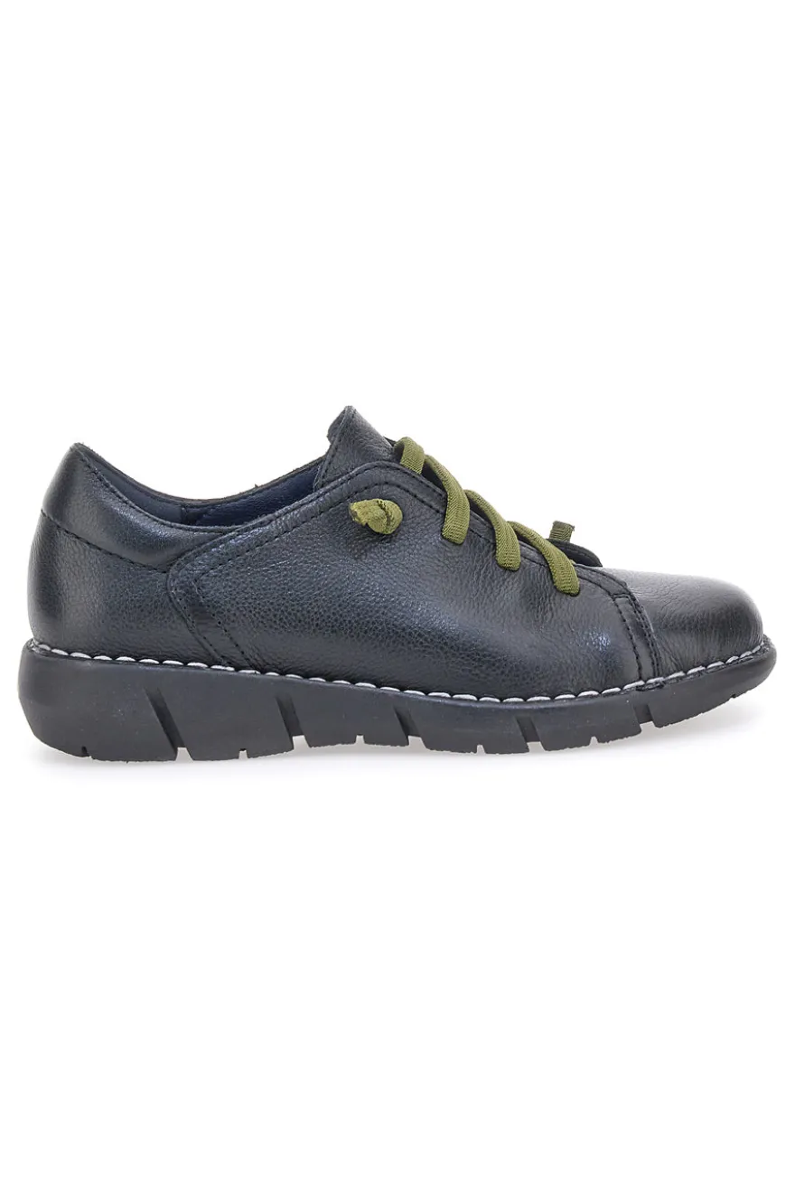 Pittarello Tierra 11613 schwarze Lederschuhe mit kontrastierenden Schnürsenkeln