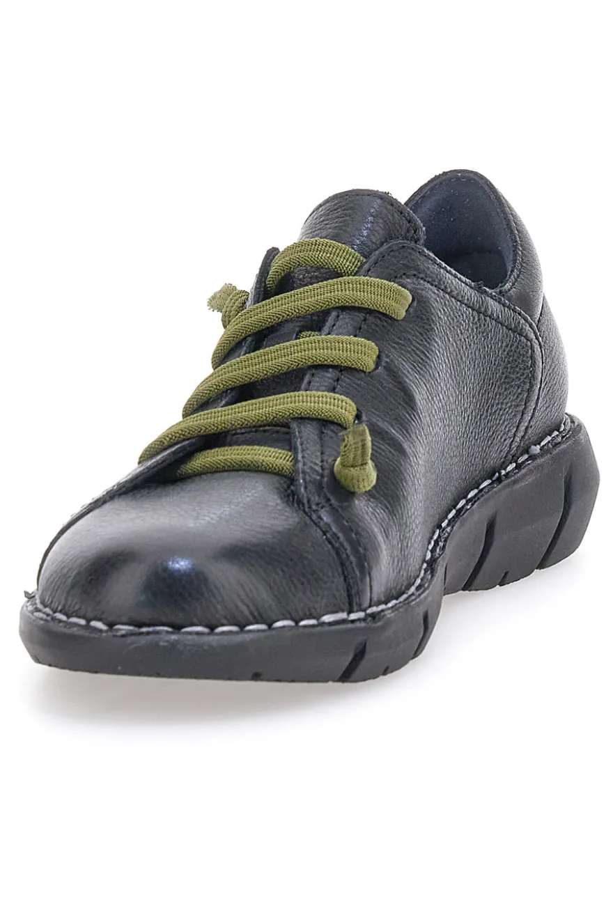 Pittarello Tierra 11613 schwarze Lederschuhe mit kontrastierenden Schnürsenkeln