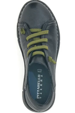 Pittarello Tierra 11613 schwarze Lederschuhe mit kontrastierenden Schnürsenkeln