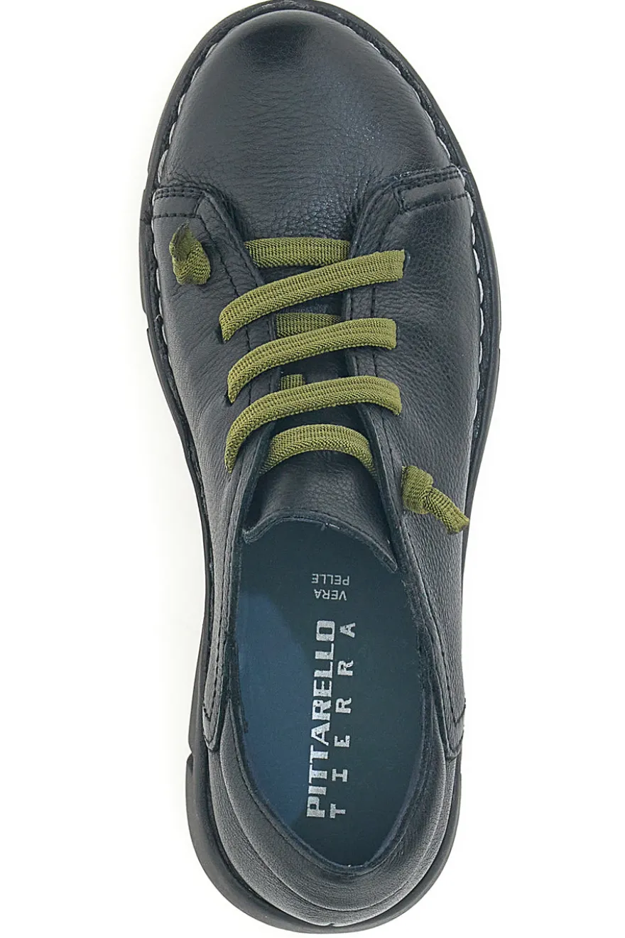 Pittarello Tierra 11613 schwarze Lederschuhe mit kontrastierenden Schnürsenkeln