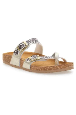 PITTARELLO TIERRA 335A312SR Platin Flip-Flop-Hausschuhe mit Fußriemen
