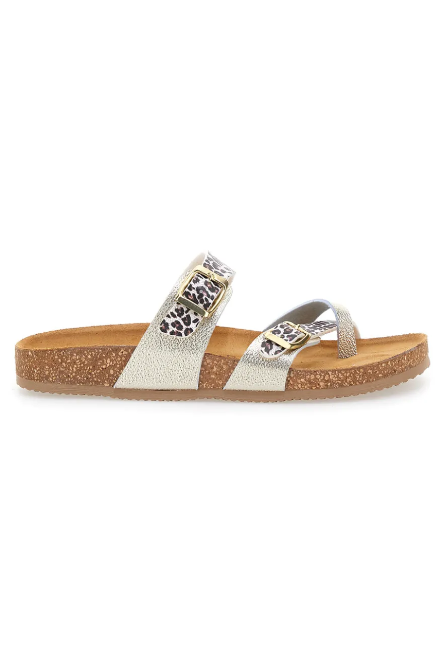 PITTARELLO TIERRA 335A312SR Platin Flip-Flop-Hausschuhe mit Fußriemen