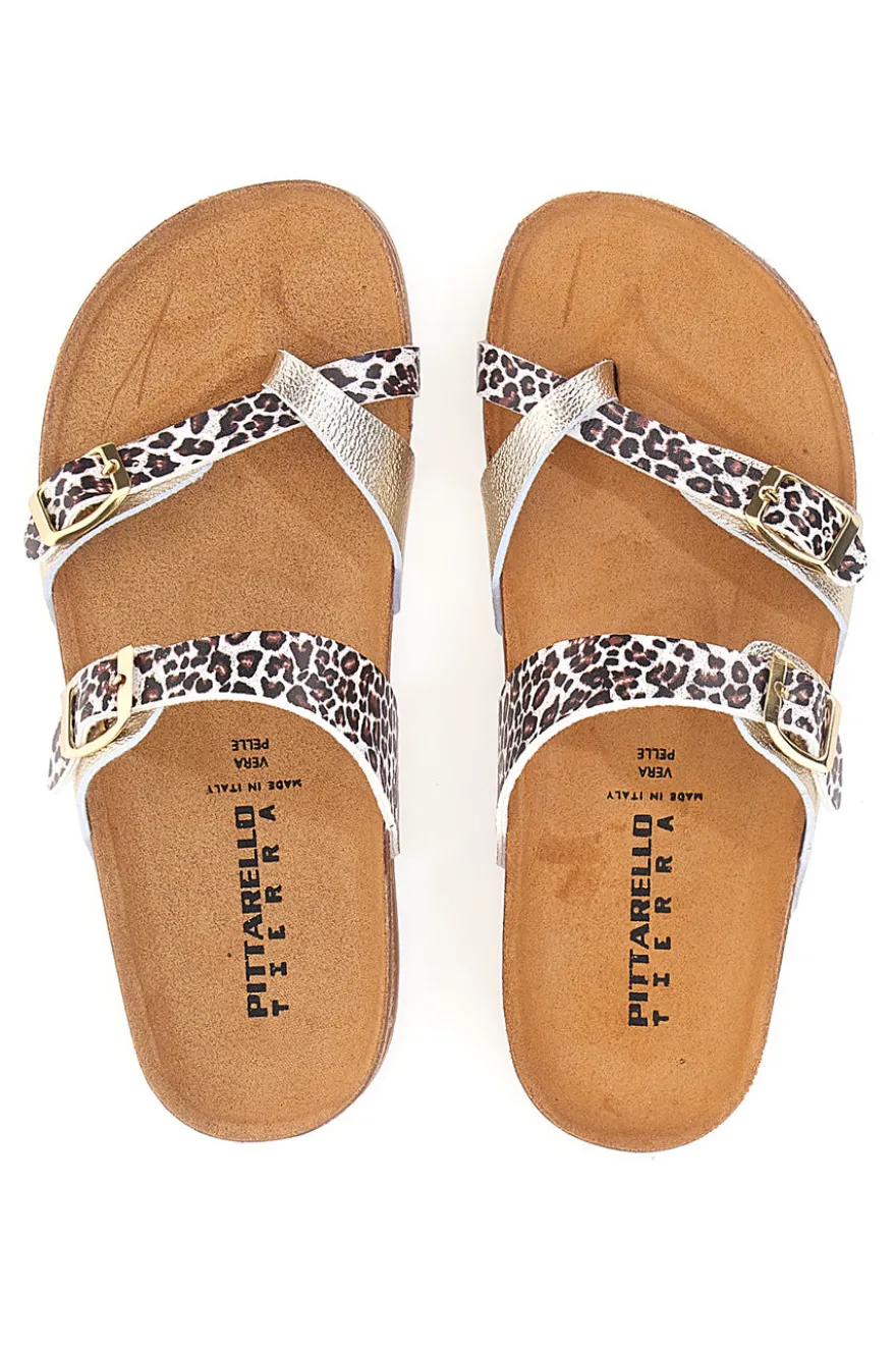 PITTARELLO TIERRA 335A312SR Platin Flip-Flop-Hausschuhe mit Fußriemen