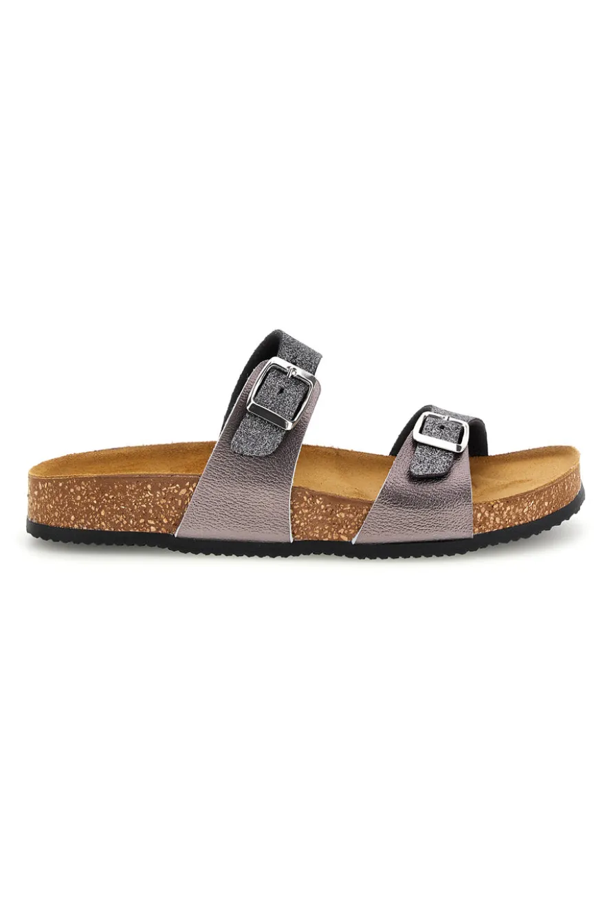 Pittarello tierra 335A006SR Silber Doppelriemen Hausschuhe