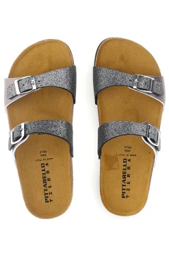 Pittarello tierra 335A006SR Silber Doppelriemen Hausschuhe