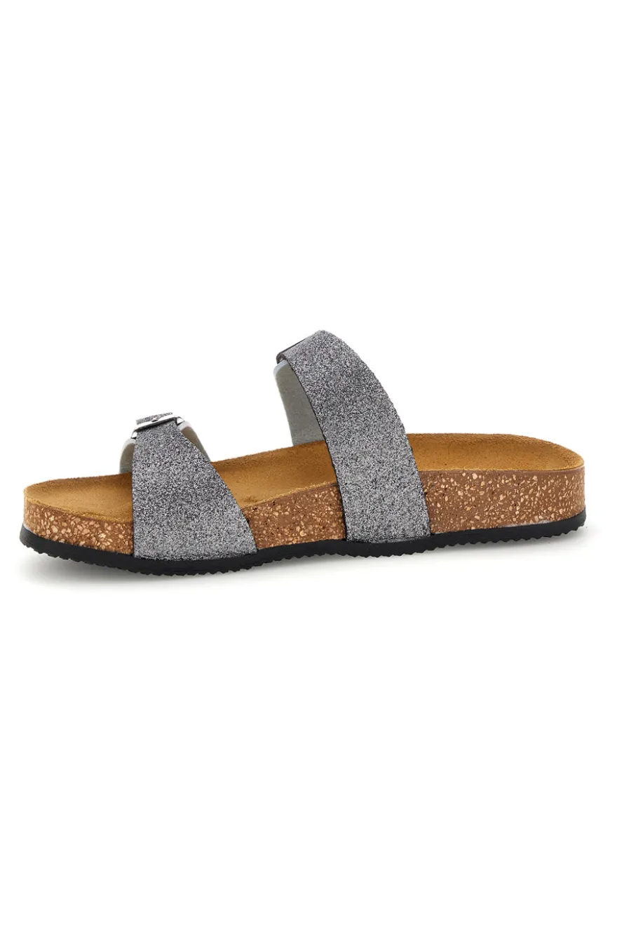 Pittarello tierra 335A006SR Silber Doppelriemen Hausschuhe