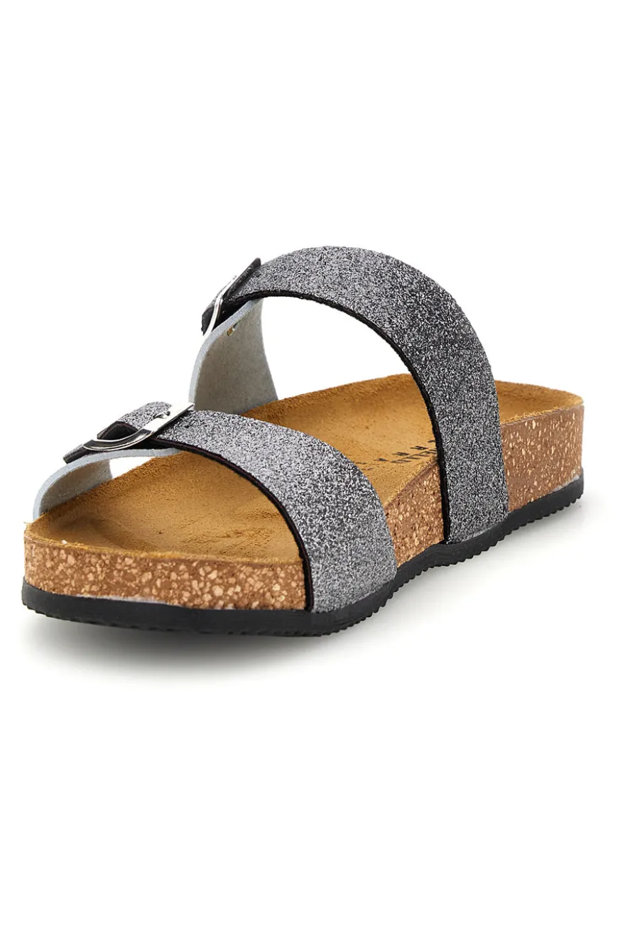 Pittarello tierra 335A006SR Silber Doppelriemen Hausschuhe