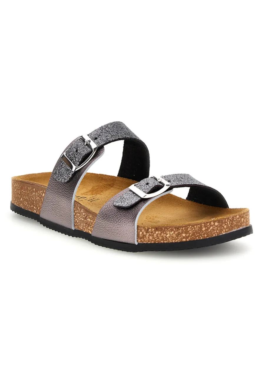 Pittarello tierra 335A006SR Silber Doppelriemen Hausschuhe