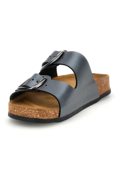 Pittarello Tierra Metallic Doppel-Riemen graue Hausschuhe 335A20630SR