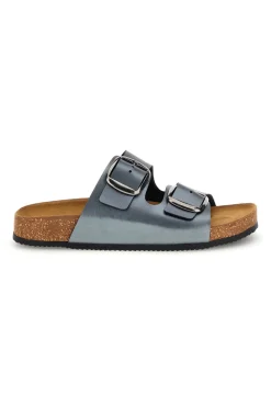 Pittarello Tierra Metallic Doppel-Riemen graue Hausschuhe 335A20630SR