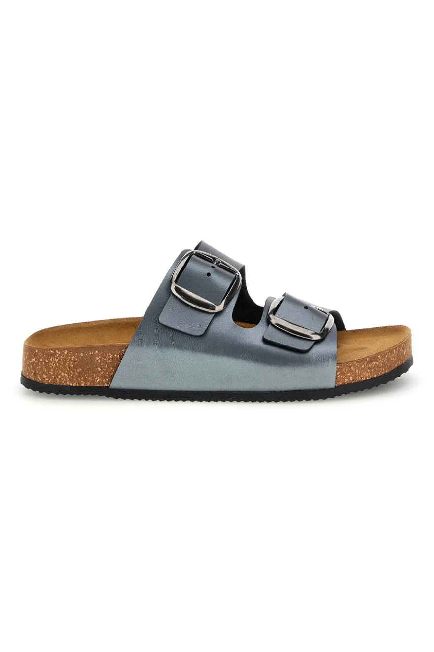 Pittarello Tierra Metallic Doppel-Riemen graue Hausschuhe 335A20630SR