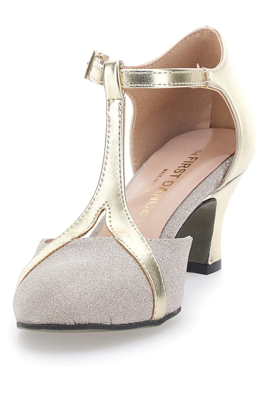 Platin Tanzschuhe mit Ledersohle Made in Italy THE FIRST DANCE 5554