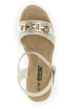Platin-Sandalen mit Keil und Zierkette Energy E425