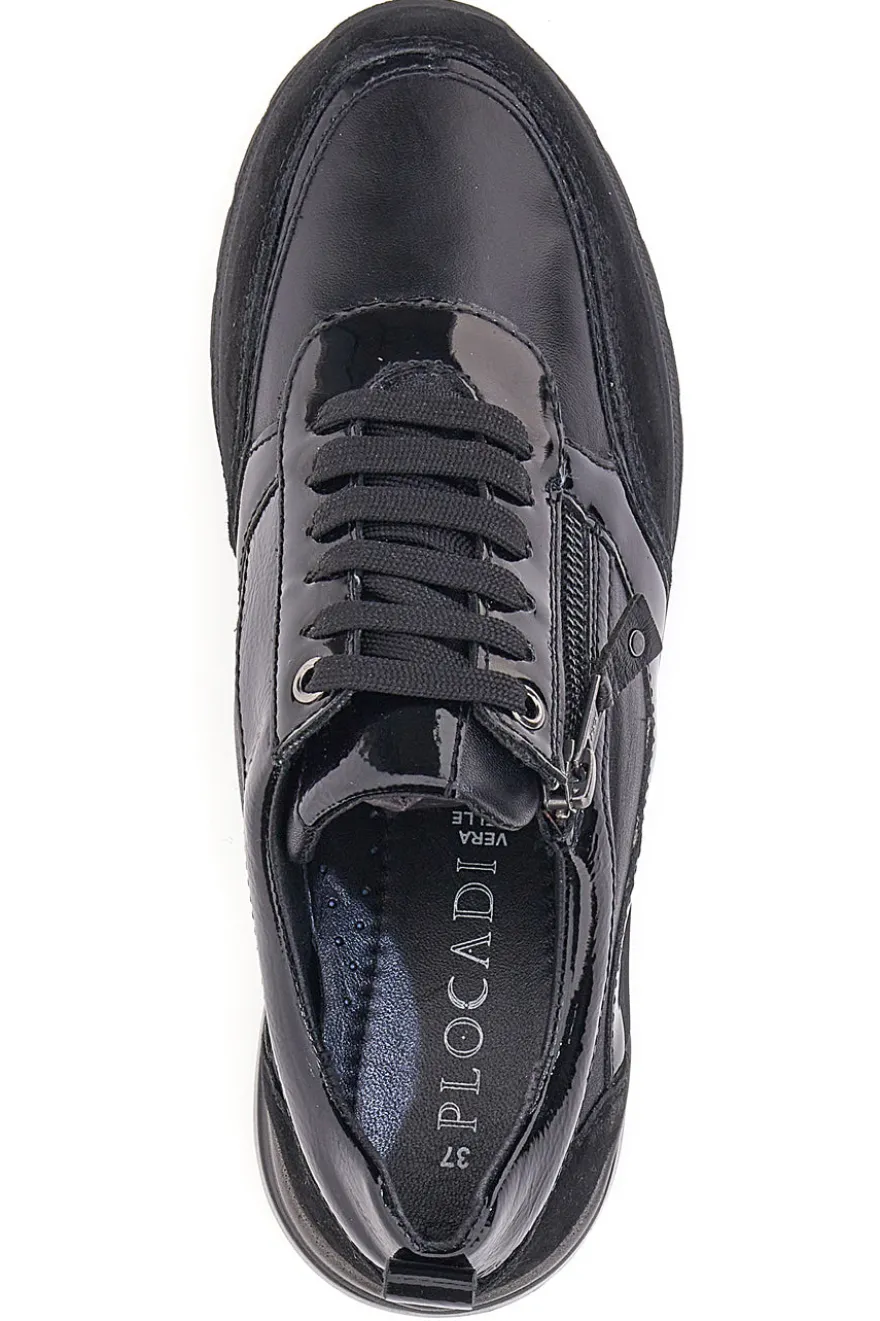 Plocadi 20149 Schwarze Schnürschuhe aus echtem Leder