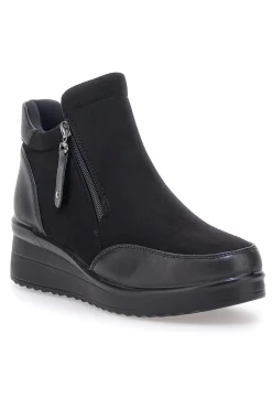 Plocadi MIN63 schwarze Stiefeletten mit seitlichem Reißverschluss und weicher Innensohle