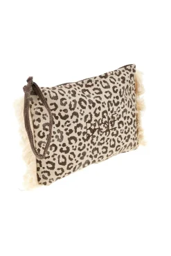 Pochette beige animalier con frange Basile CLASS BA22225