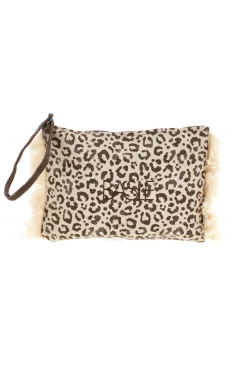 Pochette beige animalier con frange Basile CLASS BA22225
