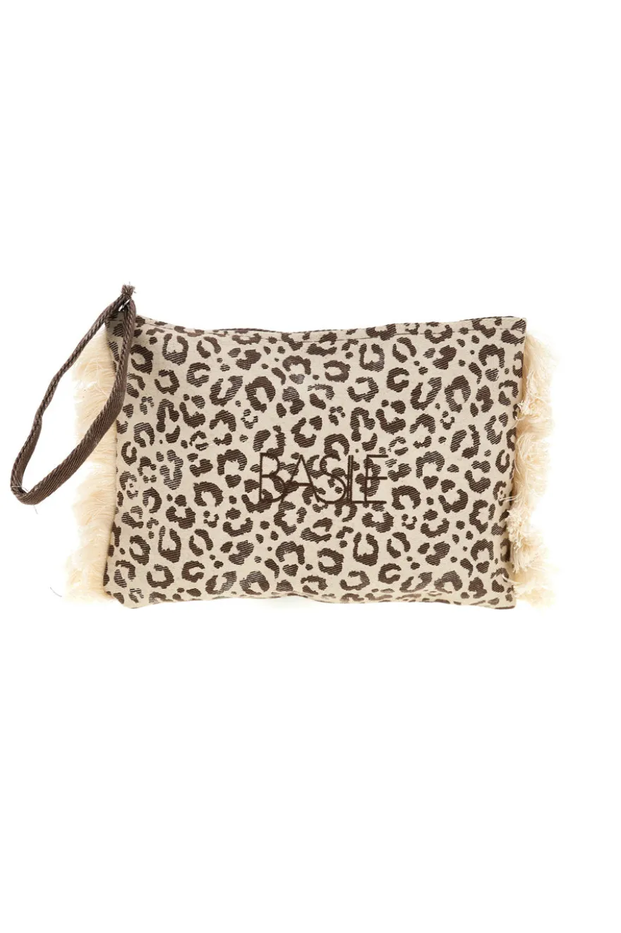 Pochette beige animalier con frange Basile CLASS BA22225