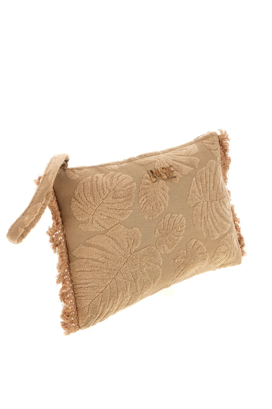 Pochette beige fantasia floreale con frange Basile CLASSBA22209