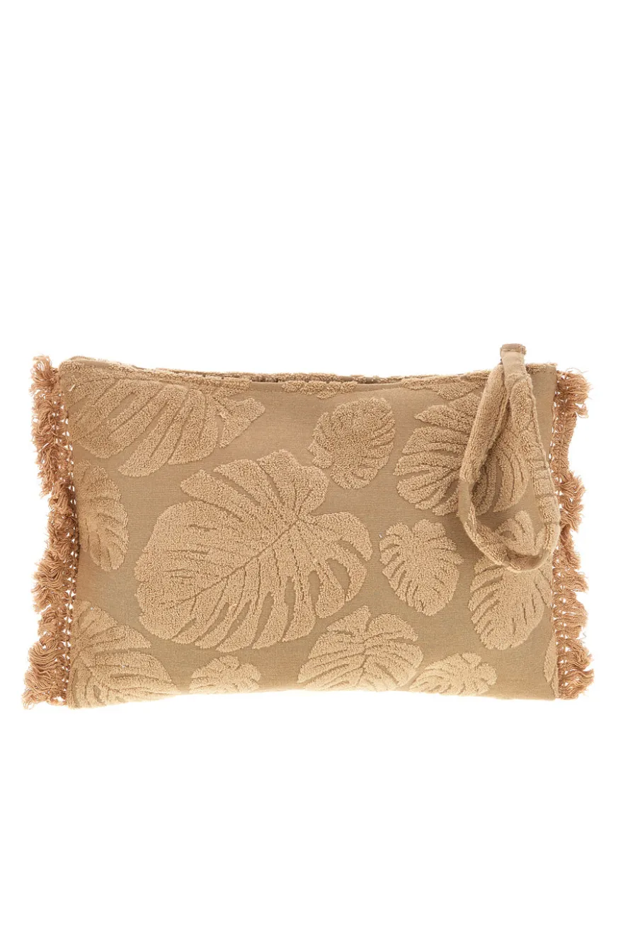 Pochette beige fantasia floreale con frange Basile CLASSBA22209