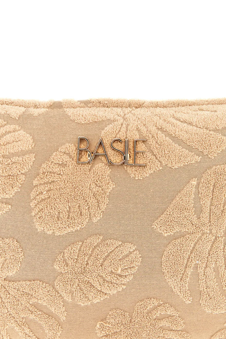 Pochette beige fantasia floreale con frange Basile CLASSBA22209