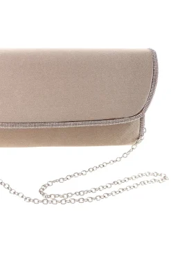 Pochette beige scuro elegante con strass e tracolla New bag SERA/3501