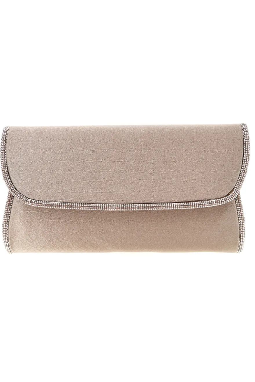 Pochette beige scuro elegante con strass e tracolla New bag SERA/3501