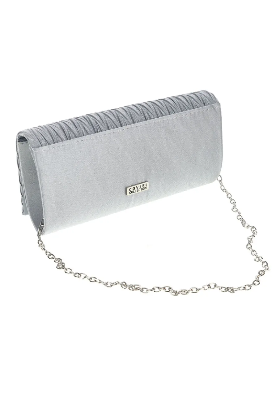 Pochette da sera argento a mano con tracolla rimovibile COVERI COLLECTION SERA 099