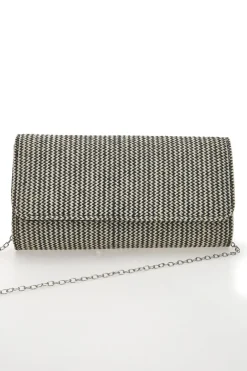 Pochette Effetto Paglia Intrecciata Bianca e Nera COVERI COLLECTION 0149-H