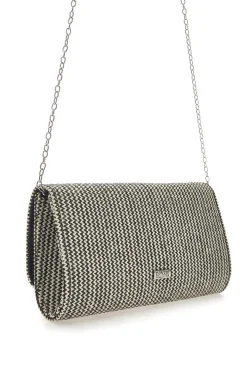 Pochette Effetto Paglia Intrecciata Bianca e Nera COVERI COLLECTION 0149-H