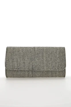 Pochette Effetto Paglia Intrecciata Bianca e Nera COVERI COLLECTION 0149-H