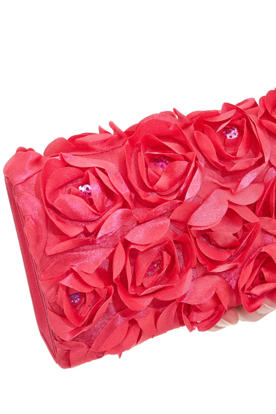 Pochette Fuxia con Fiori Applicati e Catena Dorata Removibile COVERI COLLECTION 0149-A