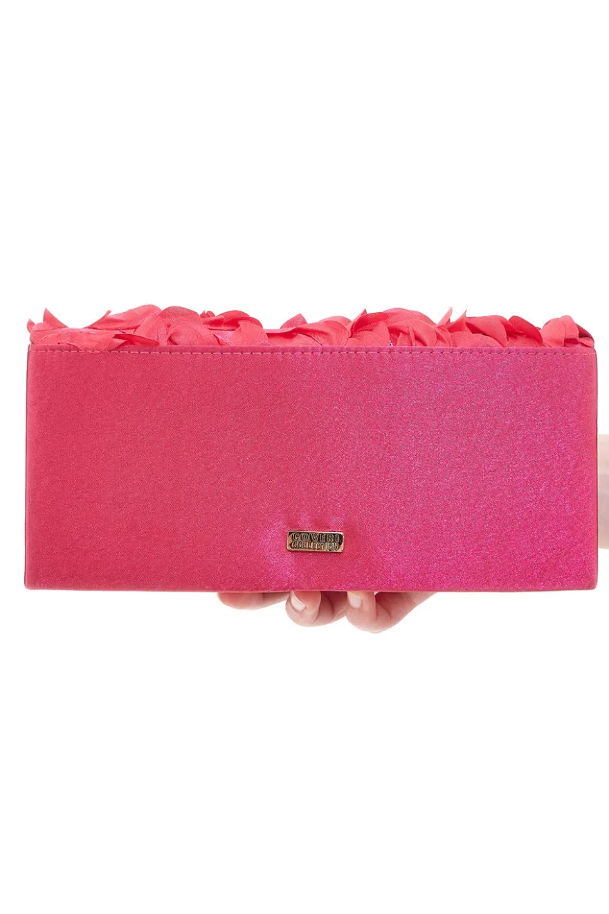 Pochette Fuxia con Fiori Applicati e Catena Dorata Removibile COVERI COLLECTION 0149-A