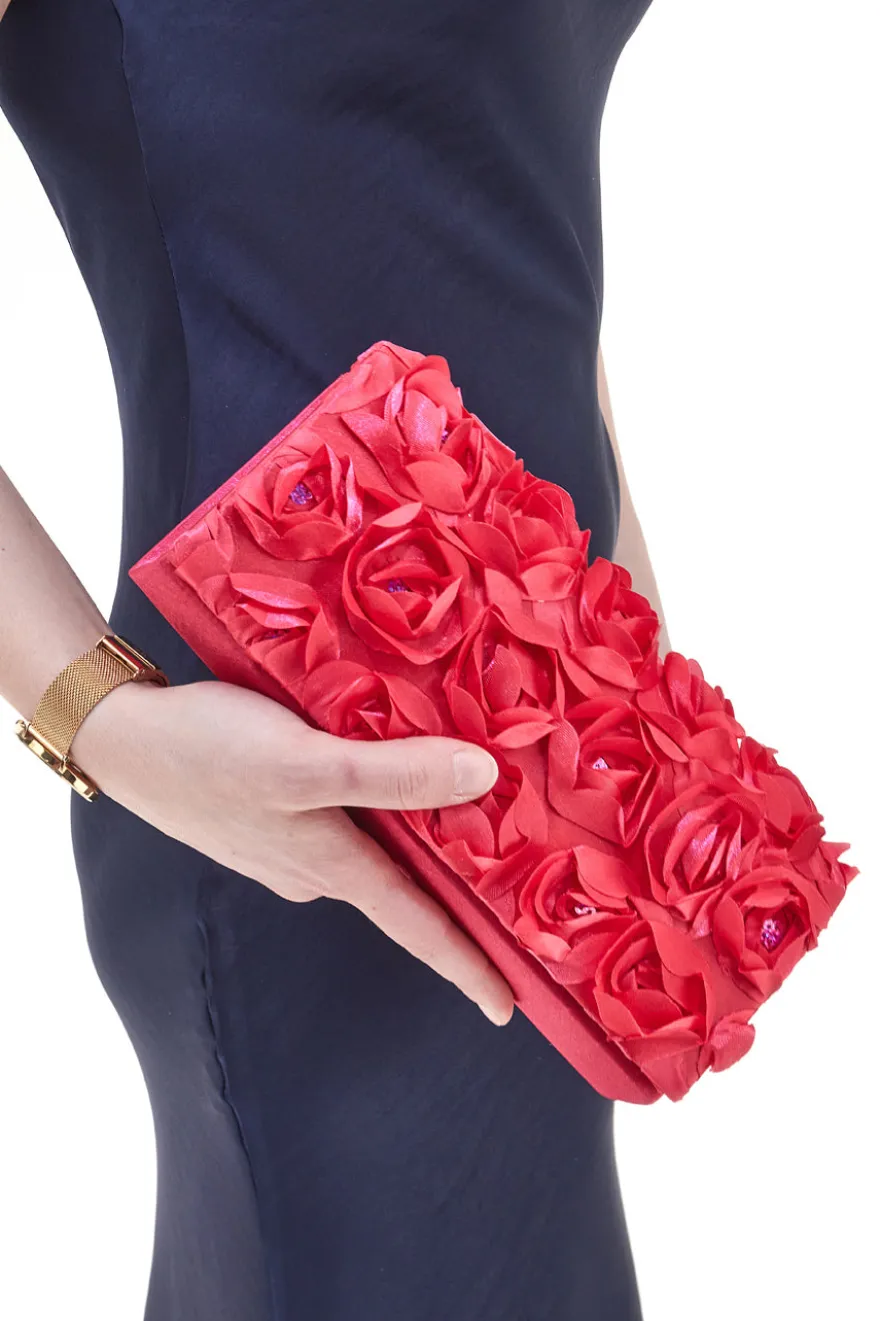 Pochette Fuxia con Fiori Applicati e Catena Dorata Removibile COVERI COLLECTION 0149-A