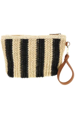 Pochette mare beige e nera a righe Basile BA27411