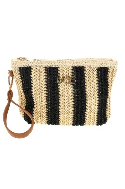 Pochette mare beige e nera a righe Basile BA27411
