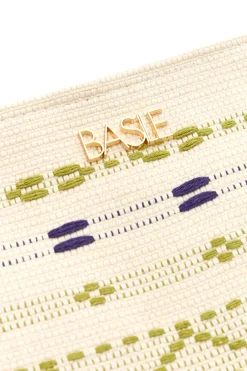 Pochette mare beige in tessuto intrecciato con zip Basile 24603