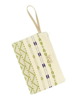 Pochette mare beige in tessuto intrecciato con zip Basile 24603
