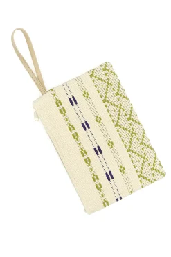 Pochette mare beige in tessuto intrecciato con zip Basile 24603