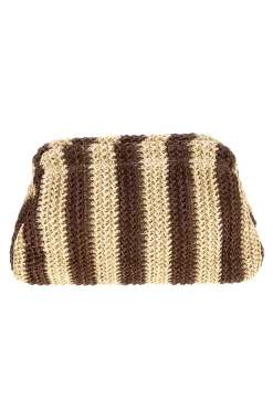Pochette mare beige marrone intrecciata a righe Basile CLASS BA27411