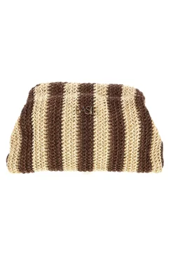 Pochette mare beige marrone intrecciata a righe Basile CLASS BA27411