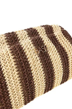 Pochette mare beige marrone intrecciata a righe Basile CLASS BA27411