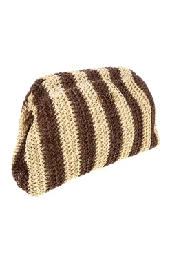 Pochette mare beige marrone intrecciata a righe Basile CLASS BA27411