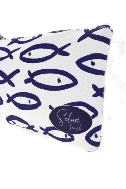 Pochette Mare Bianca con Stampa Pesci Selun beach SUI 261021