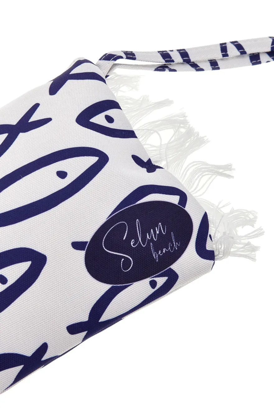 Pochette Mare Bianca con Stampa Pesci Selun beach SUI 261021